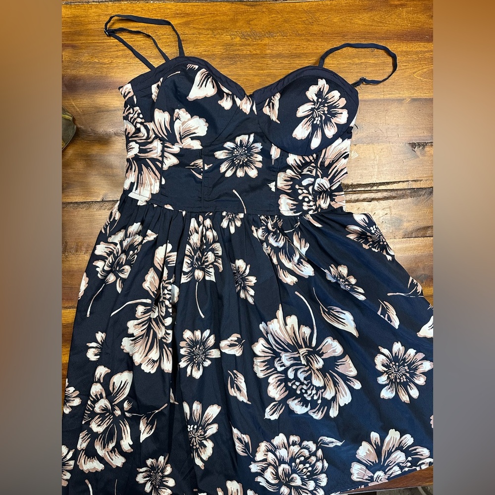 Black Floral Sundress with Pale Pink Blooms